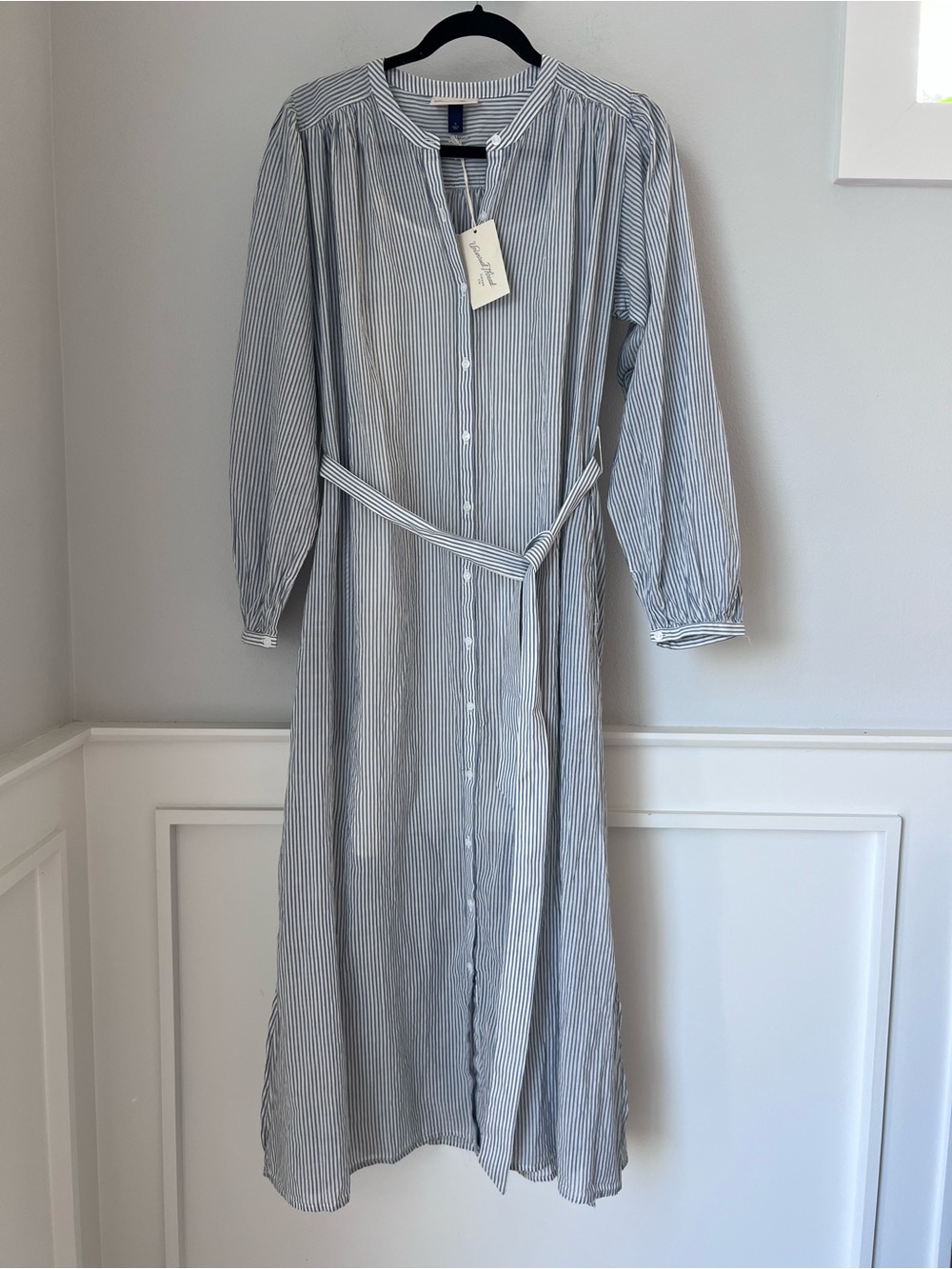 Universal Thread Light Blue Striped Button-Front Maxi Robe Dress - Picture 3 of 8